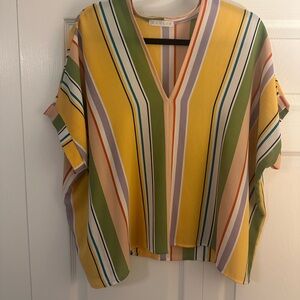 Karlie Multicolor Striped V-Neck Blouse
